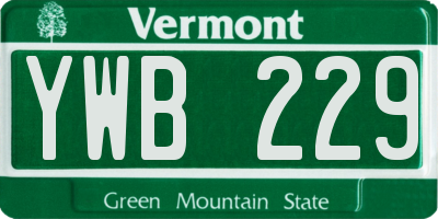 VT license plate YWB229