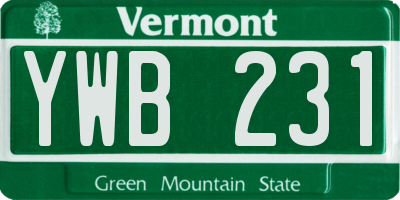 VT license plate YWB231