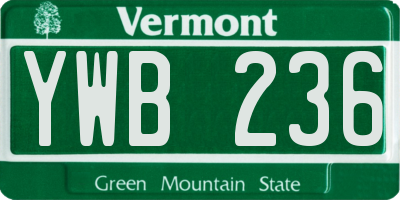 VT license plate YWB236