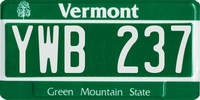 VT license plate YWB237