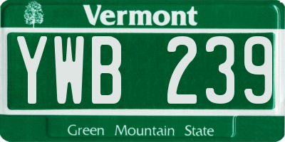 VT license plate YWB239