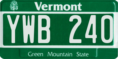 VT license plate YWB240