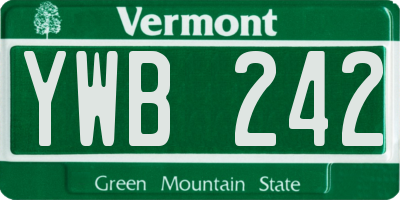 VT license plate YWB242