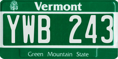 VT license plate YWB243