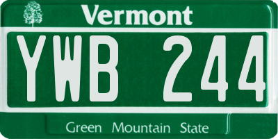 VT license plate YWB244