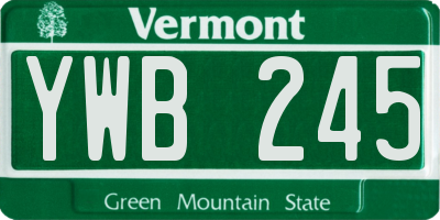 VT license plate YWB245