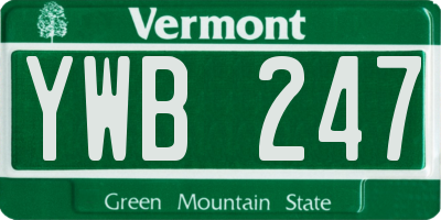 VT license plate YWB247
