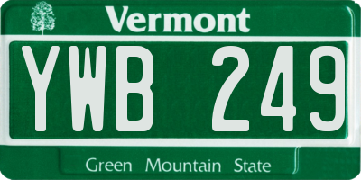 VT license plate YWB249