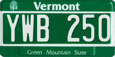 VT license plate YWB250