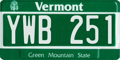 VT license plate YWB251