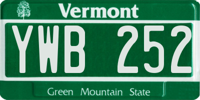 VT license plate YWB252