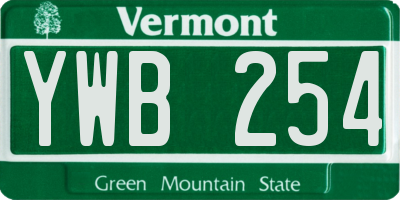 VT license plate YWB254