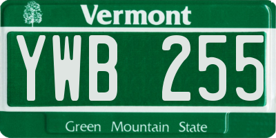 VT license plate YWB255