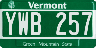 VT license plate YWB257