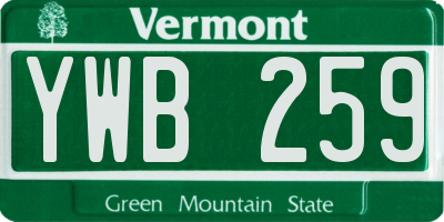 VT license plate YWB259