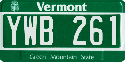 VT license plate YWB261