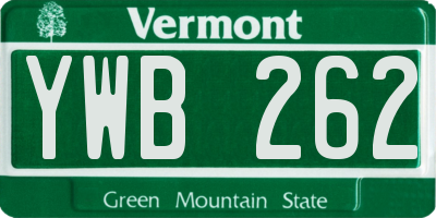 VT license plate YWB262