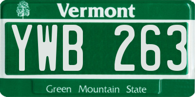 VT license plate YWB263
