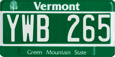 VT license plate YWB265