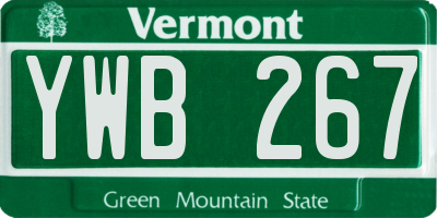 VT license plate YWB267