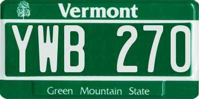 VT license plate YWB270
