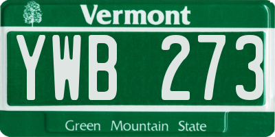 VT license plate YWB273
