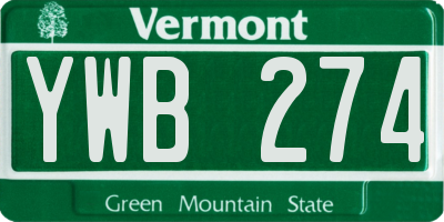 VT license plate YWB274
