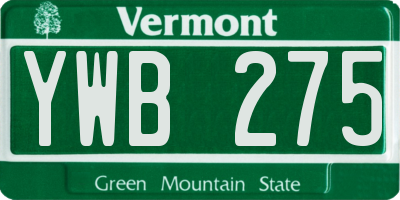 VT license plate YWB275