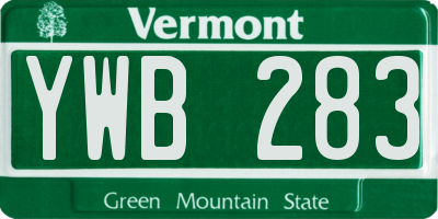 VT license plate YWB283