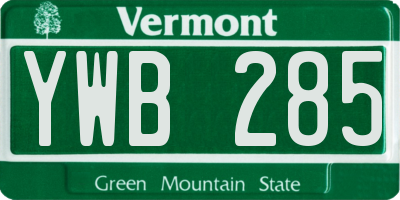 VT license plate YWB285