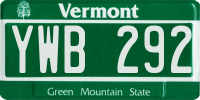 VT license plate YWB292