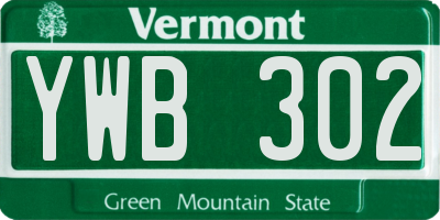 VT license plate YWB302