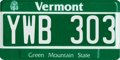 VT license plate YWB303