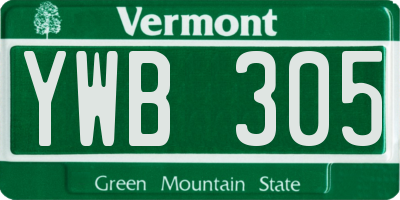 VT license plate YWB305