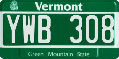 VT license plate YWB308