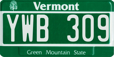 VT license plate YWB309