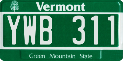 VT license plate YWB311
