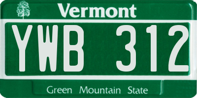 VT license plate YWB312