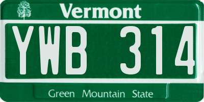 VT license plate YWB314