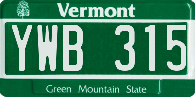 VT license plate YWB315