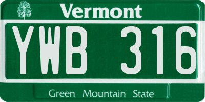 VT license plate YWB316
