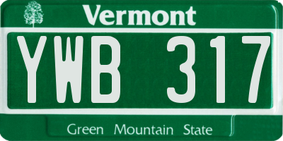 VT license plate YWB317