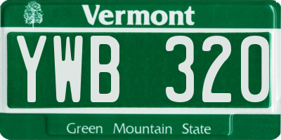 VT license plate YWB320