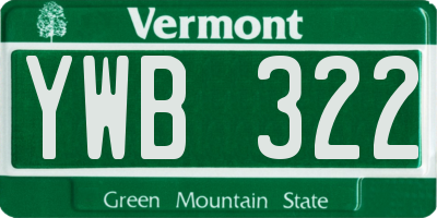 VT license plate YWB322