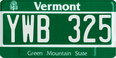 VT license plate YWB325
