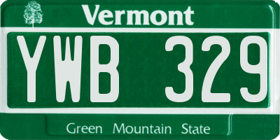 VT license plate YWB329