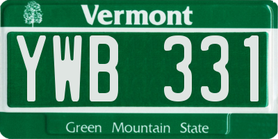 VT license plate YWB331