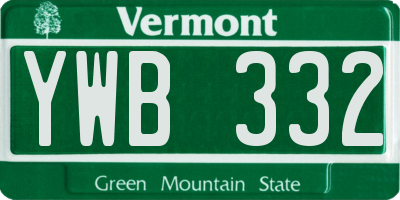 VT license plate YWB332