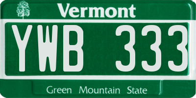 VT license plate YWB333