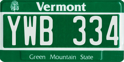 VT license plate YWB334